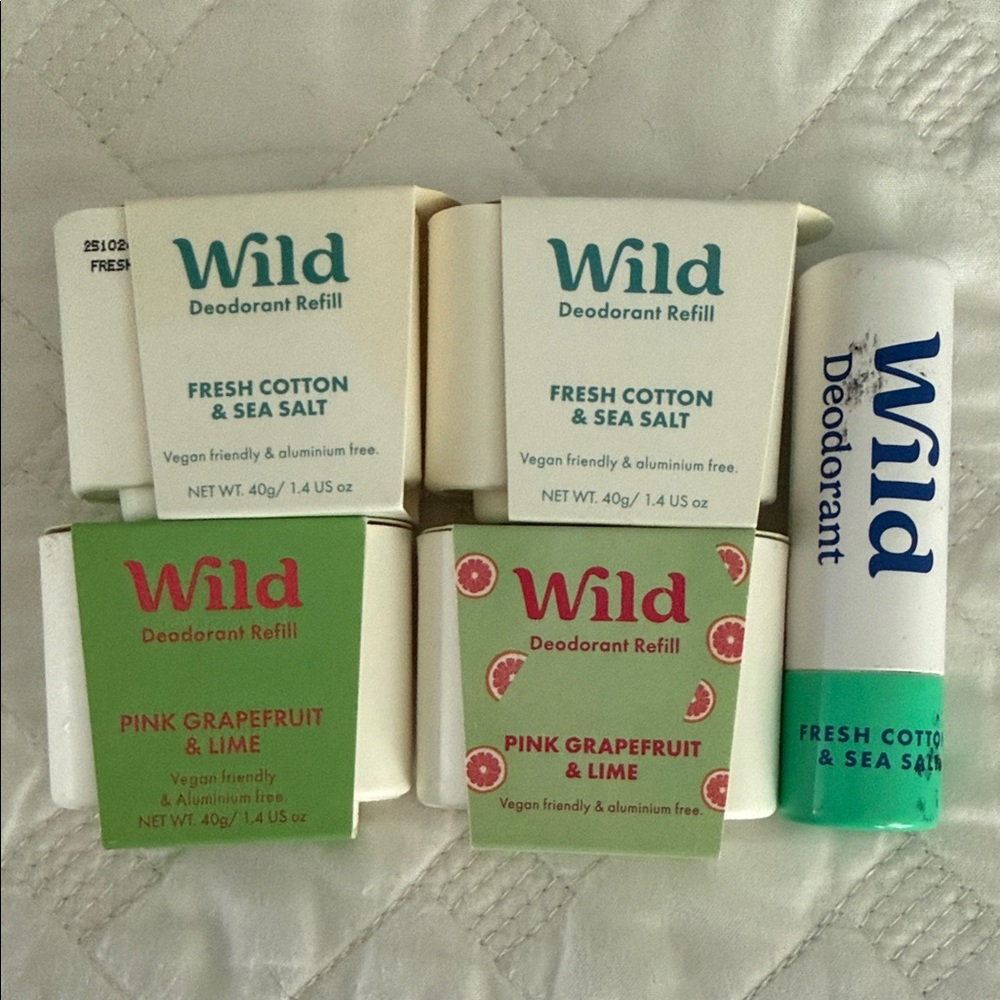 Wild Deodorant Refills & Stick - Fresh Cotton & Pink Grapefruit